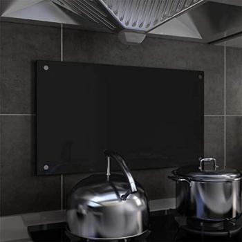 Tempered Glass Kitchen Splashback in Black, 70x40 cm, vidaXL