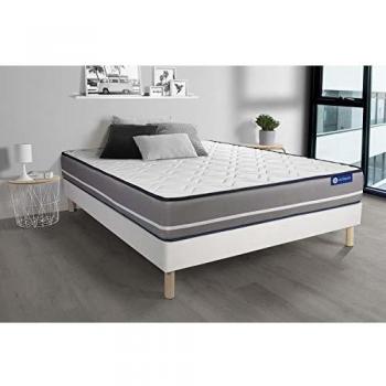 Ensemble Matelas Latex + mémoire de Forme 140x190cm 3zones de Confort + sommier KIT Blanc