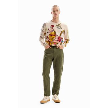 Pantaloni Uomo Desigual Verde a Ricamo