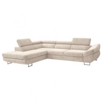 Sofá cama rinconero izquierdo de tela beige DALIAS