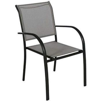 Poltrona da giardino impilabile Piazza ciottolo e grafita Hespéride