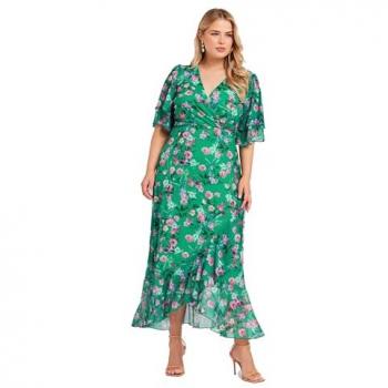 Robe Vert à Volants Yours Curve London 52