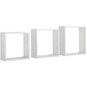Set di 3 Mensole Cubiche da Parete in Rovere Sbiancato Mod. InCubo Slim