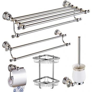 Set de Accesorios: Anillo de Toalla, Soporte Taza y Papel Higiénico en Cristal