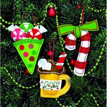 Feltworks Sweet Treat Ornament Kit – 3‑Set, Detailed Dimensions Inside