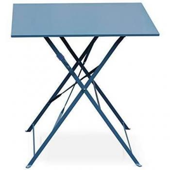Table jardin bistrot pliable – Emilia carrée bleu grisé 70x70cm (version 2)