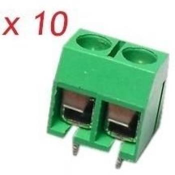 Fologar 10X Clema con Bloque PCB, 2 Pines, Sistema de Enlace y Tornillo