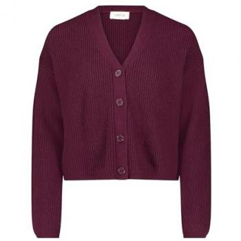 Cartoon Damen V-Ausschnitt Strickjacke lila Größe 44