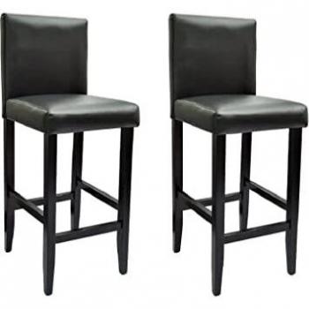 vidaXL Bar Stools 2 pcs Black Faux Leather