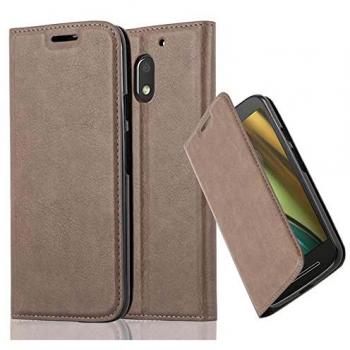 Fundas Libros Marrón Café Moto E3: Cerradura Magnética + Tarjeta y Soporte