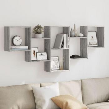 Estantería de pared moderna gris 159x18x66 cm