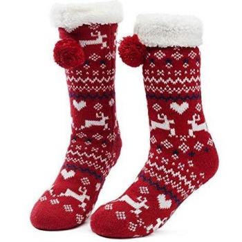 Maamgic Women's Holiday Cable Knit Slipper Socks