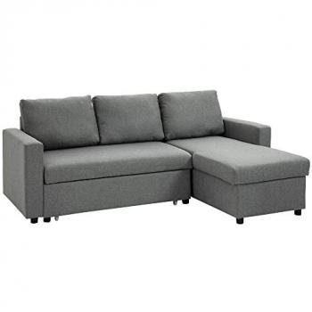 Ecksofa mit Schlaffunktion und Stauraum in Hellgrau 211,5 x 146 x 85 cm