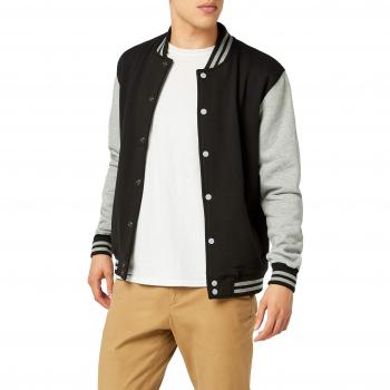 Urban Classics Rockabilly Varsity Jacket Black Grey