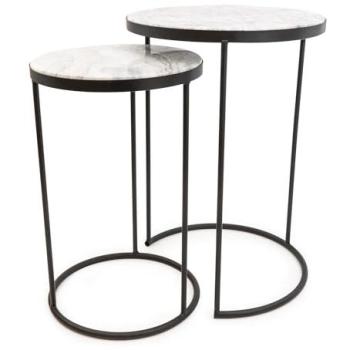 Sculpted Marble Side Table Set