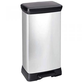 Curver Mülleimer Decobin 50 Liter, Silber/Schwarz