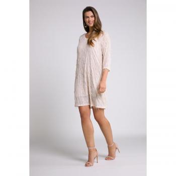 Abito midi a paillettes con frange e scollo a V, Donna, Beige, Taglia: 56/58, Poliestere/Viscosa