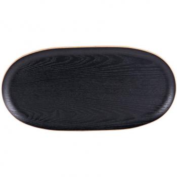 Plateau ovale en bois noir 31x15 cm