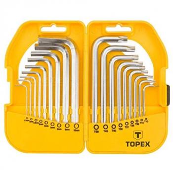 Set chiavi esagonali e Torx 18 pezzi in acciaio CrV Topex 35D952