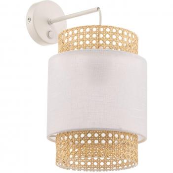 Rattan and White Wall Sconce