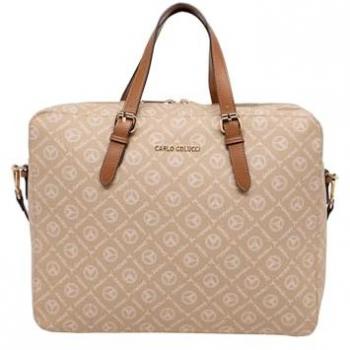 Business-Organizer Carlo Colucci mit Logo‑Print – kompakt, 13,3 Zoll Laptop, hellgrau