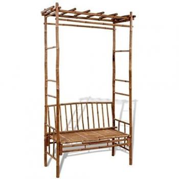 Banco con pérgola de jardín de bambú