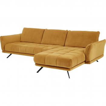 Ecksofa Die PlanBar MP‑IN20041 L‑Form – 285 × 84 × 178 cm, Currygelb, Polyester, verstellbare Sitzhöhe und Kopfteil