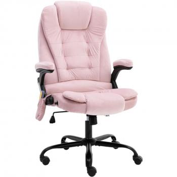 Sillón de oficina de masaje terciopelo rosa vidaXL