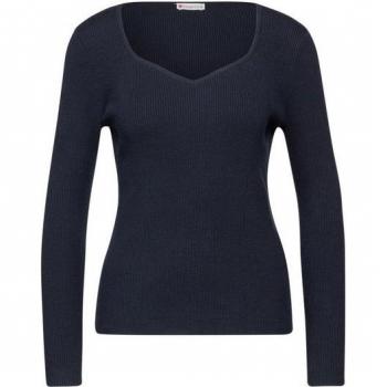 Ripp-Herz-Pullover STREET ONE Rundhalsschlitz