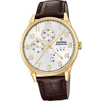 Orologio Festina multifunzione per uomini con cinturino in pelle e quadrante multiplo
