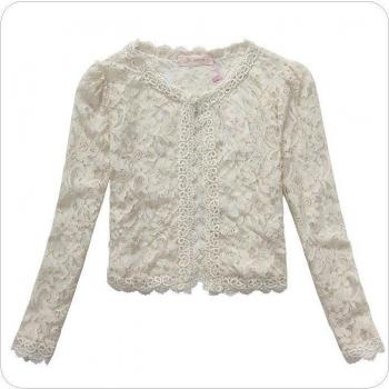 Blouse longue en dentelle à manches longues