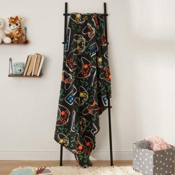 Dreamscene Gaming Print Fleece Throw, Black