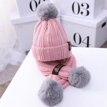 Childrens Thick Cable Knit Hat and Scarf Set 1-4T