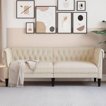 VidaXL Chesterfield Sofa 3-Sitzer aus Leinen