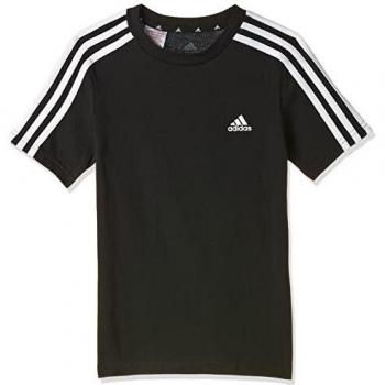 Adidas Junior Black/White Stripe Essentials T-Shirt 9-10 Years