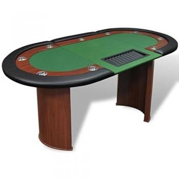10-Player Poker Table with Dealer Zone and Chip Holder Blue