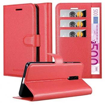 Cover OnePlus 7 rouge cerise : protection, fermeture magnétique et portefeuille