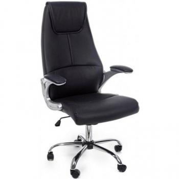 Poltrona Nera Camberra in Ecopelle 55x61cm con Braccioli