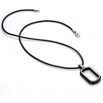 Collar de cuero negro con colgante de acero Viceroy VMPM-11