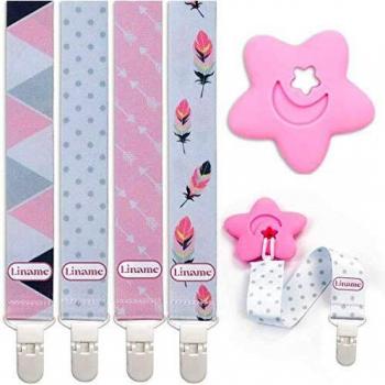 Liname® Girls Dummy Clip with Bonus Teething Toy
