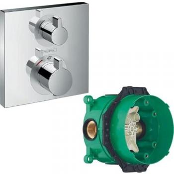 Carcasa Empotrable Ecostat Square con Cierre y Desviador Cromado – Hansgrohe