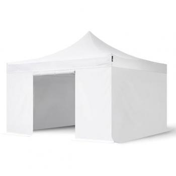 Tonnelle Pliante Alu 4x4 m, PES 800, sans fenêtres, blanche