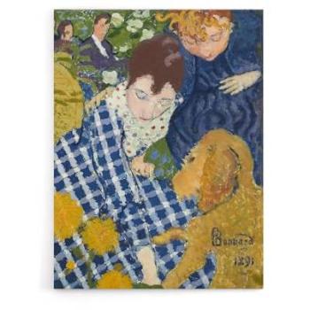 Vintage Women with Dog Art Nouveau Canvas – 12x16