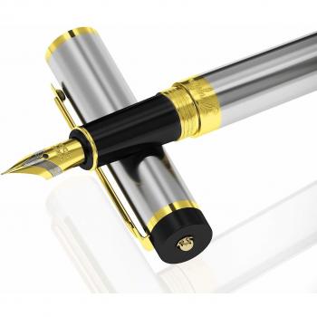 Stylo Cadeau D'affaires Dryden Argent avec 24 Cartouches d'encre