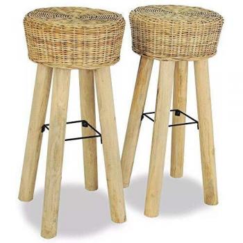 Taburetes de cocina vidaXL 2 unidades ratán natural