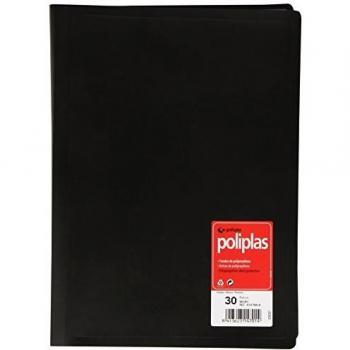Grafoplás carpeta poliplás de polipropileno opaco con 30 fundas soldadas folio negro