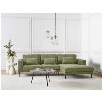 Canapé D'Angle Tissu Vert 3 Places Gauche