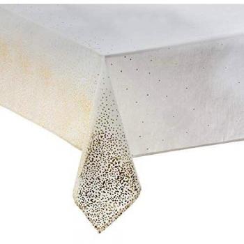 Nappe de Noël 240 cm motif Léopard Blanc Doré