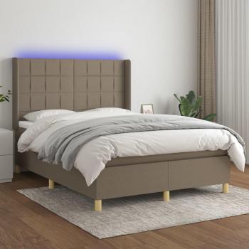 Boxspringbett mit LED und Matratze Taupe 140x200 cm