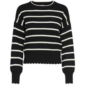 ONLY Rundhalspullover ONLIBI LS Streifen O-Neck Schwarz/Weißgrau Mel XL